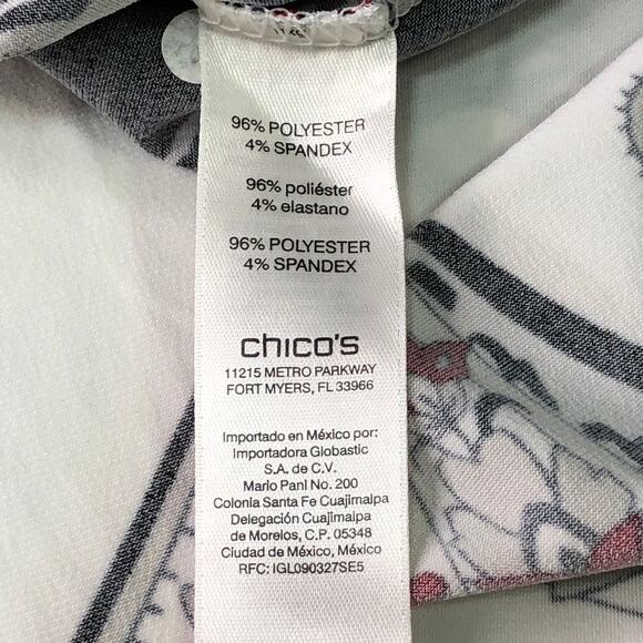 Chicos Womens Size 1 US 8 Shift Dress Stretch Paisley Knit Swing 3/4 Sleeves - Picture 14 of 15